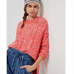 Anthropologie Pilcro Jasmine Cable-Knit Tunic Sweater Pink